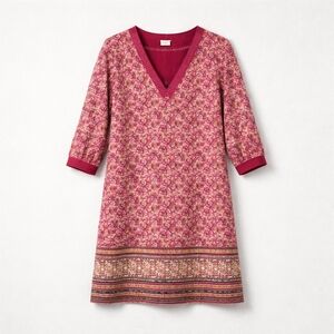 Cato Woman Pink Sequined Floral Print Dress with Mustard Accents Size 14/16